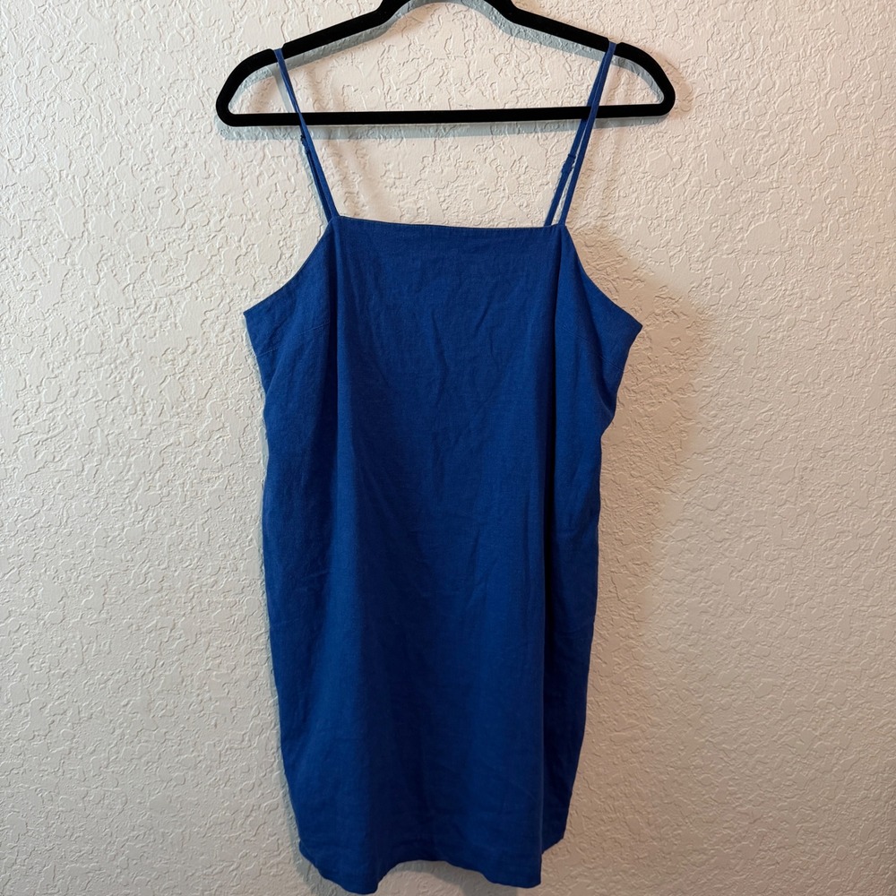 Banana Republic Linen-Blend Mini Dress M Royal Blue Minimalist Summer